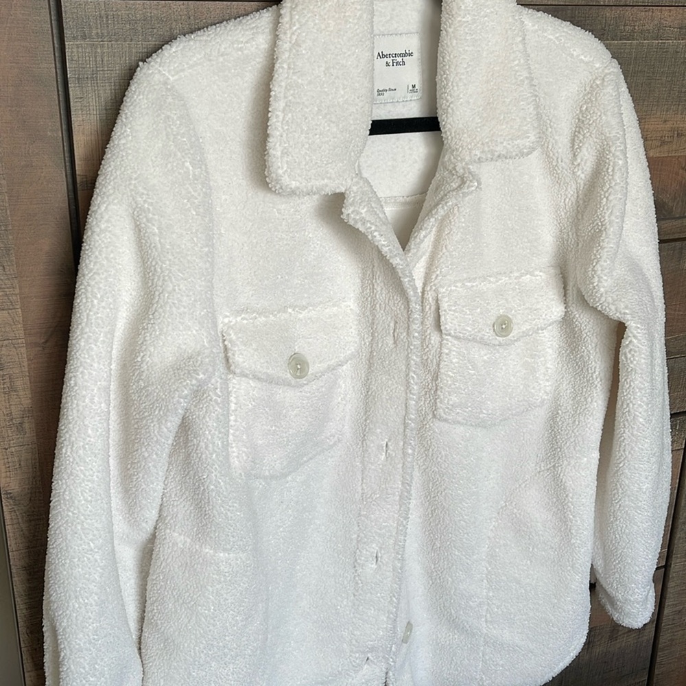 Abercrombie & Fitch White Sherpa Jacket